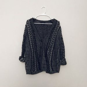 Two-Toned Slub Knit Cardigan